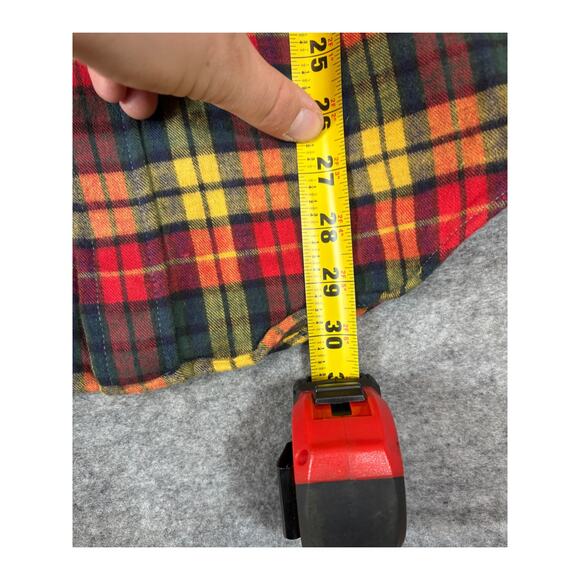 VTG 90s Marshall Field Company Flannel Plaid Button Up Shirt Mens M Green Yellow - Picture 5 of 8